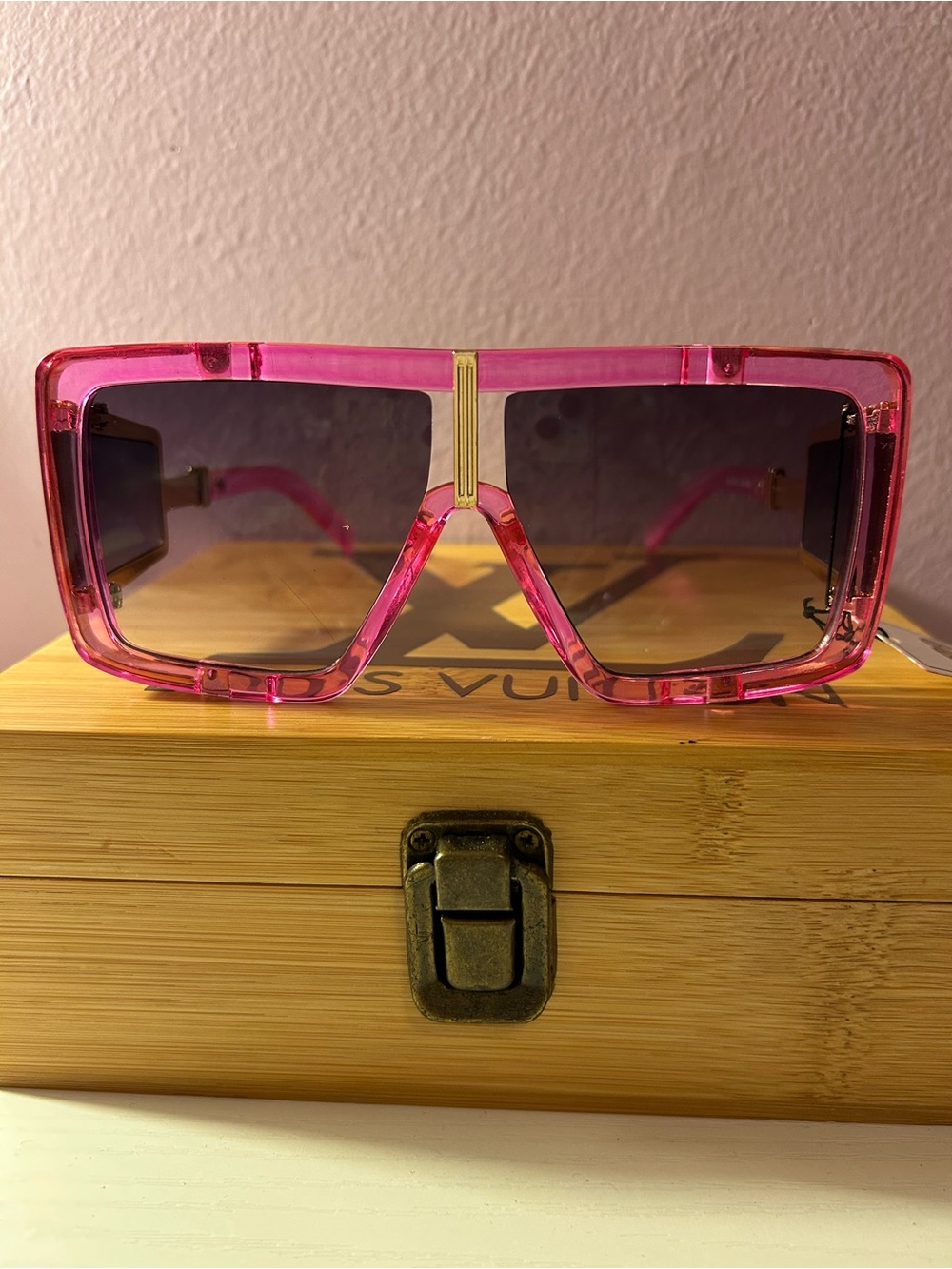 Pink Oversized Square Sunglasses - , Fashion Statement Shades